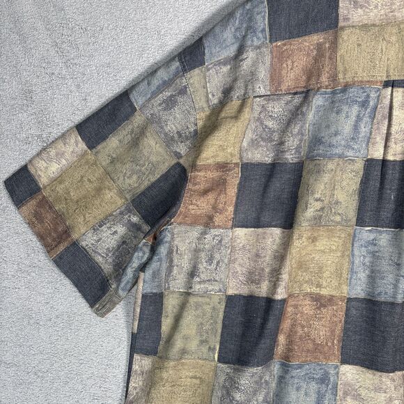 Georg Roth Of Germany Shirt Mens Size XL Plaid Abstract Water Colors Artsy Retro - Picture 15 of 15